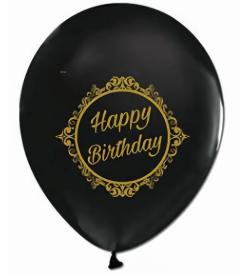 Balon Evi Gold Elegant Birthday Siyah Balon 100'lü