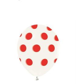 BalonEvi Kırmızı Puantiyeli Şeffaf Balon 100'lü