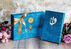 Çantalı - Orta Boy Nubuk Kur'an-ı Kerim (Mavi, Vavlı, Mühürlü) - Kolek