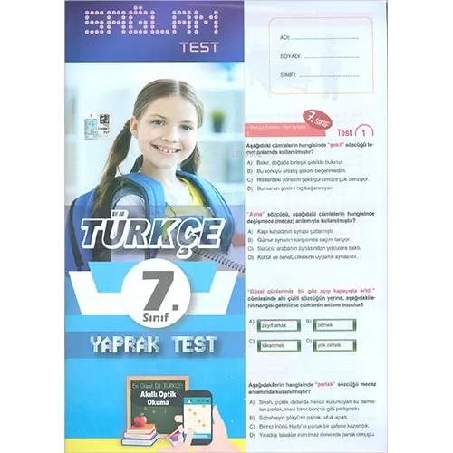 7. Sınıf Türkçe Sağlam Yaprak Test (Poşetli) - Kolektif | Yeni ve İkin