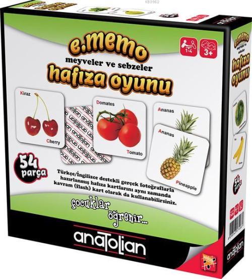 Anatolian-Memo Meyveler ve Sebzeler Hafıza Oyunu 54P. - Kolektif | Yen