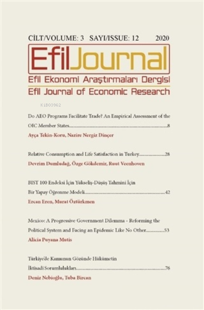Efil Ekonomi Araştırmaları Dergisi: Cilt: 3 Sayı: 12 2020 - Kolektif |
