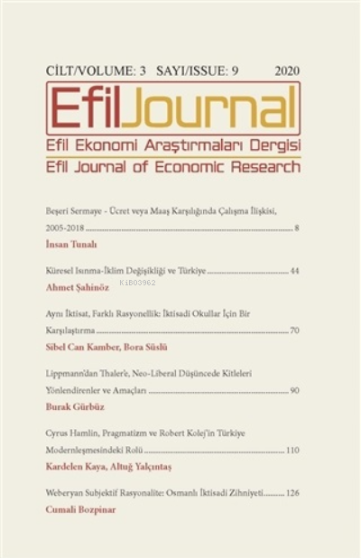 Efil Ekonomi Araştırmaları Dergisi Cilt: 3 Sayı: 9 2020 - Kolektif | Y