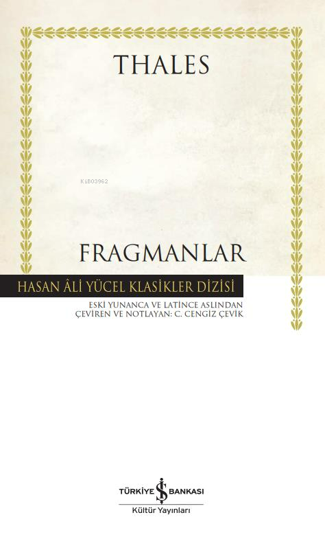 Fragmanlar - Ciltli - Thales | Yeni ve İkinci El Ucuz Kitabın Adresi