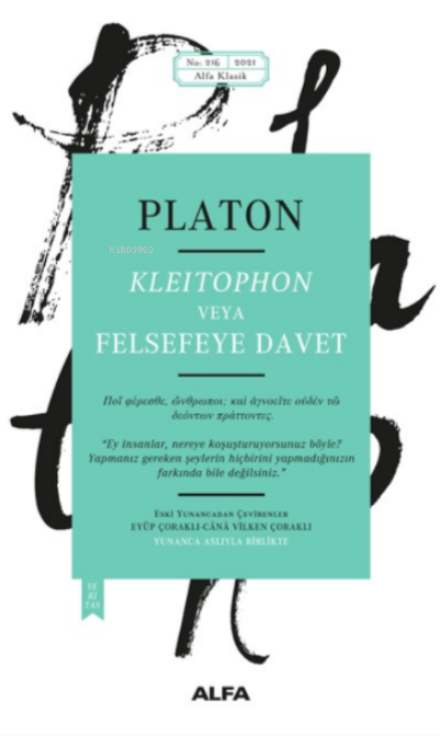 Kleitophon veya Felsefeye Davet - Platon ( Eflatun ) | Yeni ve İkinci 