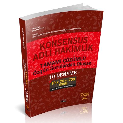 Konsensus Adli Hakimlik 10 Deneme Savaş Yayınları Aralık 2023 - Ahmet 