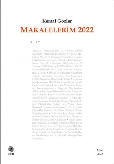 Makalelerim 2022 - Kemal Gözler | Yeni ve İkinci El Ucuz Kitabın Adres