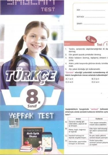 8. Sınıf Türkçe Yaprak Test - Kolektif | Yeni ve İkinci El Ucuz Kitabı