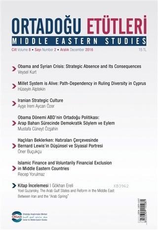 Ortadoğu Etütleri Cilt 8 Sayı 2 Aralık 2016 - Kolektif | Yeni ve İkinc