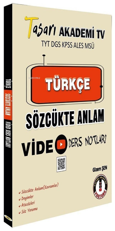 TYT Türkçe Sözcükte Anlam Vİdeo Ders Notları Tasarı Eğitim Yayınları -